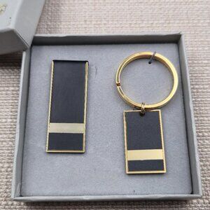 Colibri Gold And Black Keychain And Money Clip Vintage B839